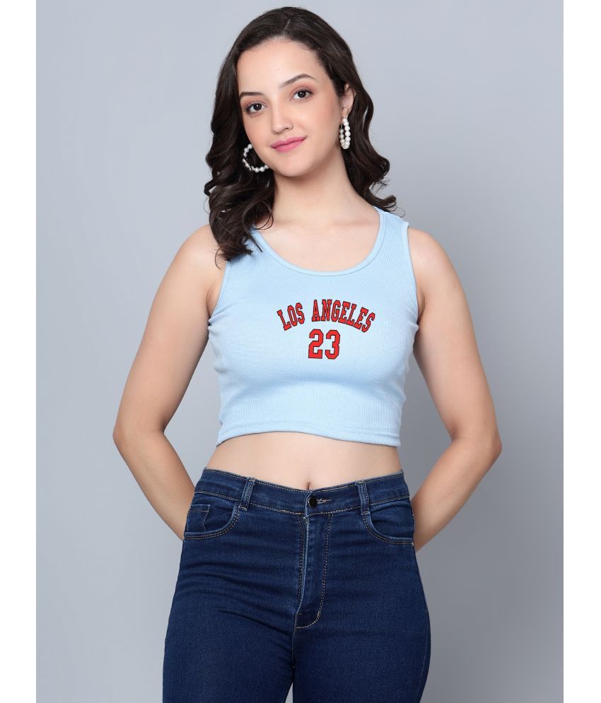     			fashion and youth Light Blue Cotton Blend Women's Crop Top ( Pack of 1 )