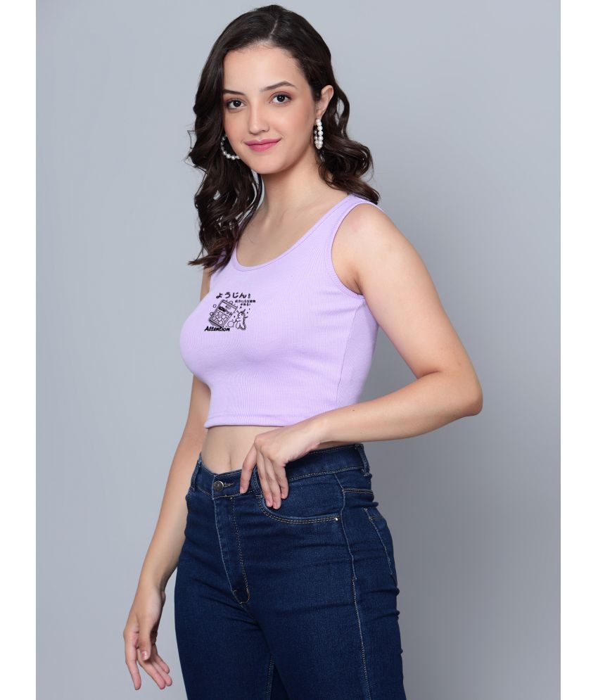     			fashion and youth Purple Cotton Blend Women's Crop Top ( Pack of 1 )