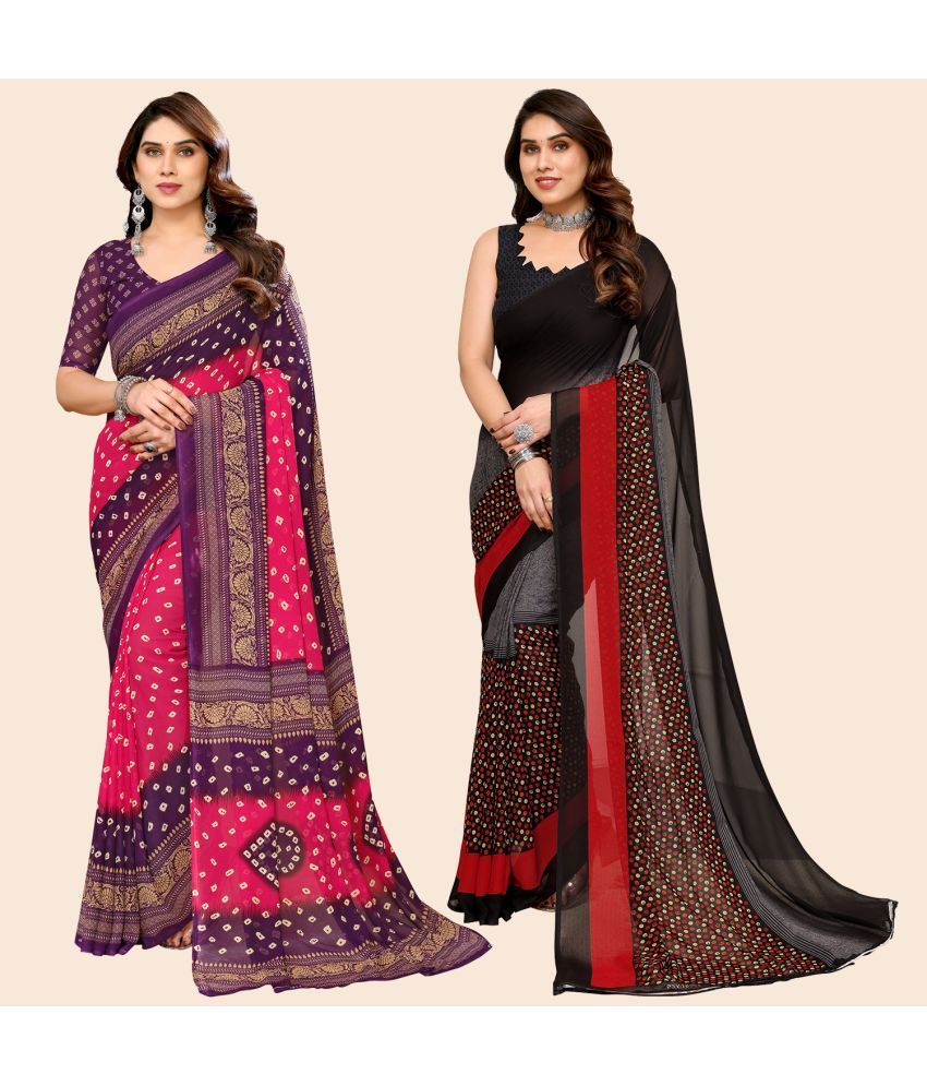     			ANAND SAREES Georgette Printed Saree With Blouse Piece - Multicolour ( Pack of 2 )