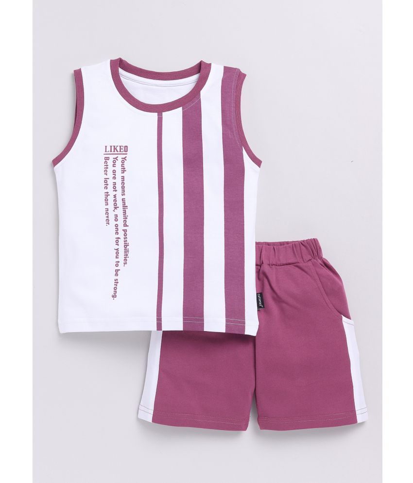     			CUTOPIES Pack of 1 Boys Cotton T-Shirt & Shorts ( Magenta )