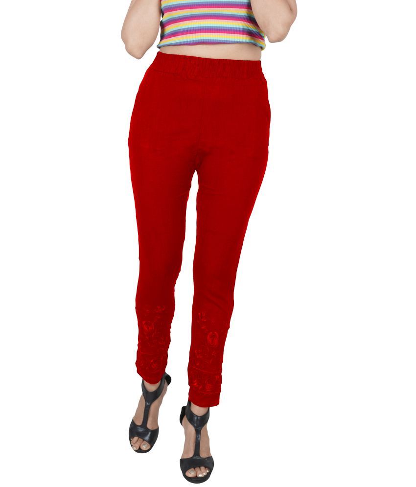     			Colorscube - Red Cotton Women's Pencil Pants ( Pack of 1 )