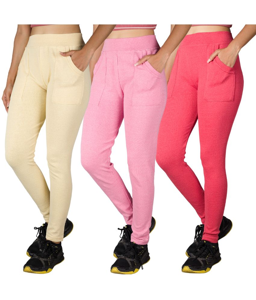     			KARARO JEGGINGS - Cotton Blend Skinny Fit Pink Women's Jeggings ( Pack of 3 )