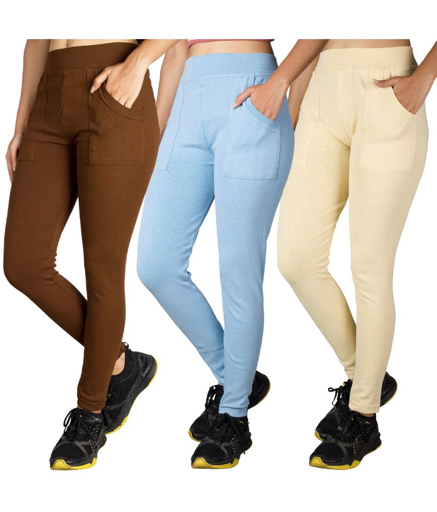     			KARARO JEGGINGS - Cotton Blend Skinny Fit Mustard Women's Jeggings ( Pack of 3 )