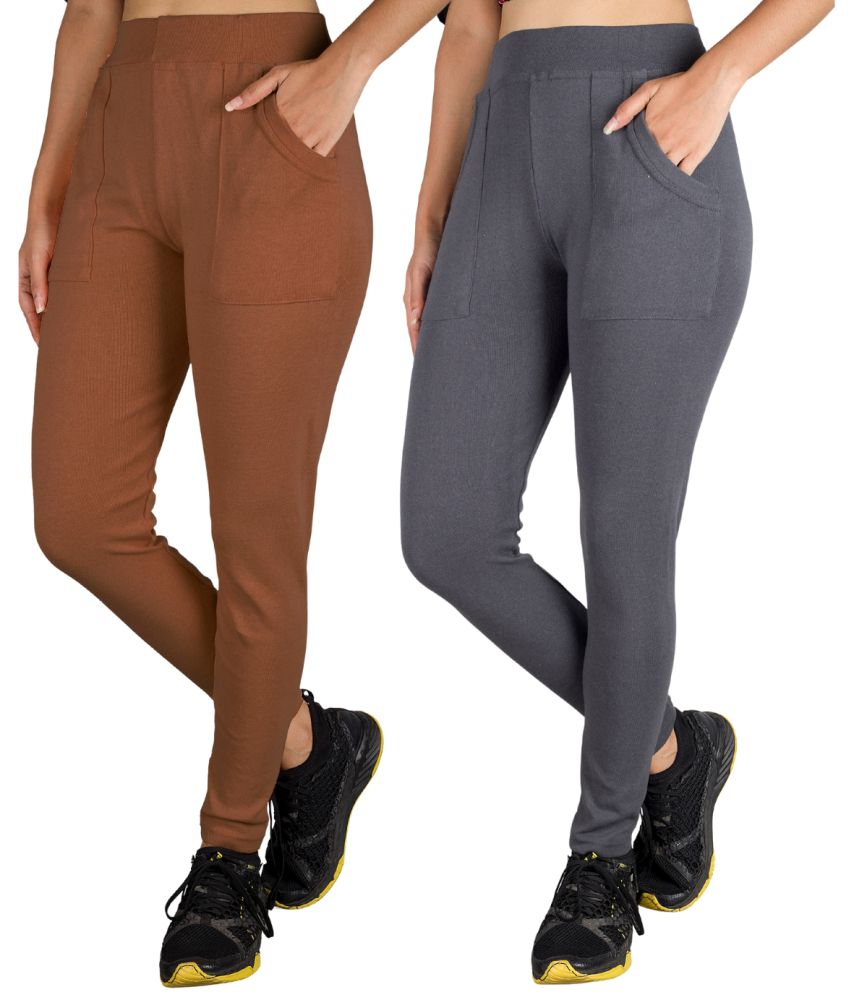     			KARARO JEGGINGS - Cotton Blend Skinny Fit Mustard Women's Jeggings ( Pack of 2 )