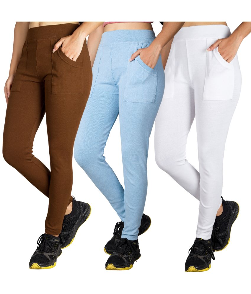     			KARARO JEGGINGS - Cotton Blend Skinny Fit Light Blue Women's Jeggings ( Pack of 3 )