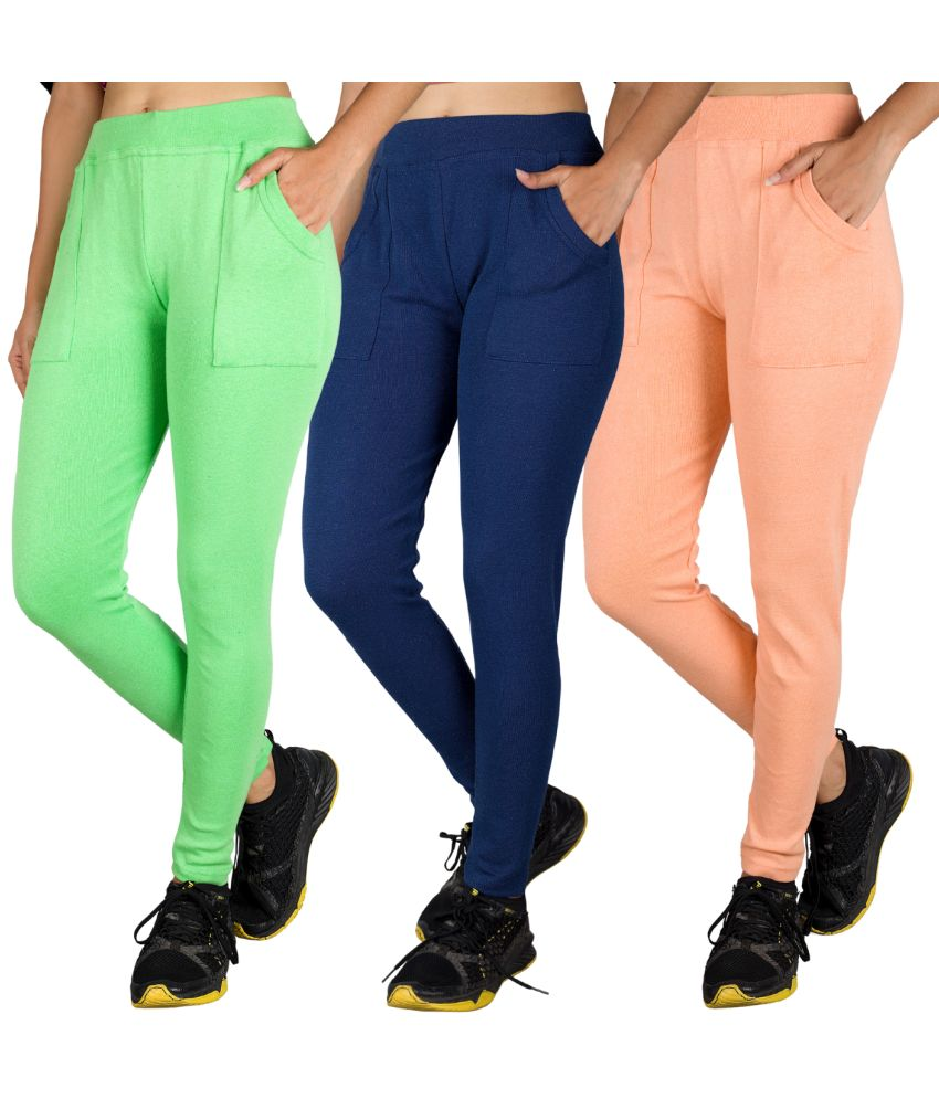     			KARARO JEGGINGS - Cotton Blend Skinny Fit Fluorescent Green Women's Jeggings ( Pack of 3 )