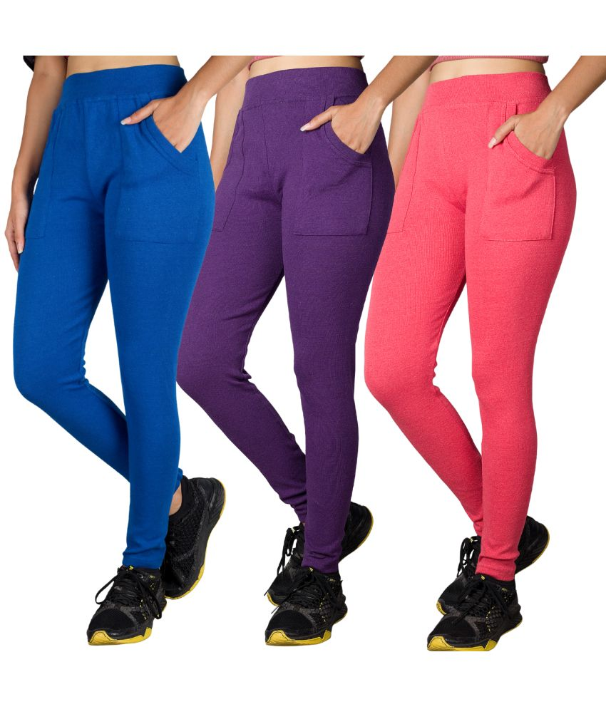     			KARARO JEGGINGS - Cotton Blend Skinny Fit Purple Women's Jeggings ( Pack of 3 )