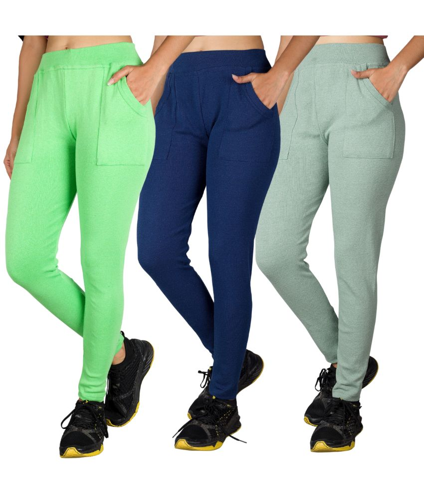     			KARARO JEGGINGS - Cotton Blend Skinny Fit Fluorescent Green Women's Jeggings ( Pack of 3 )