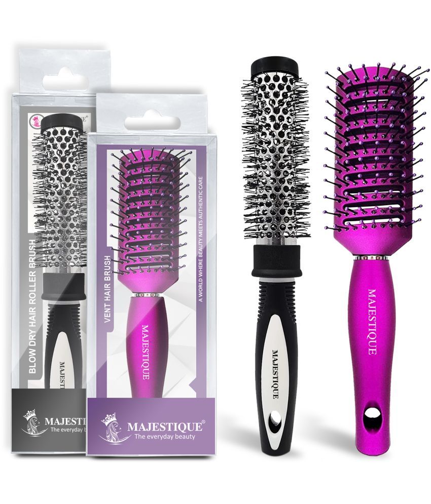     			MAJESTIQUE Hair Brush Set For All Hair Types ( Pack of 2 )