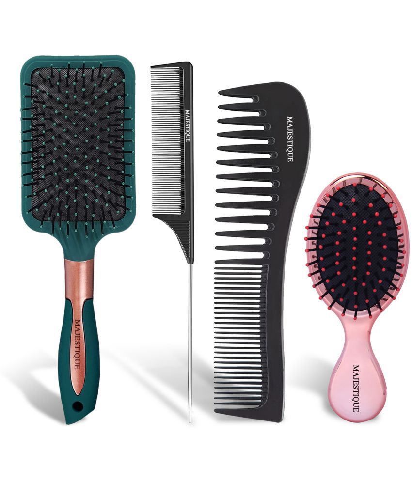     			Majestique Mini Detangler Hair Brush, Massage Paddle for Adults & Kids - (Pack of 4) Color May Vary