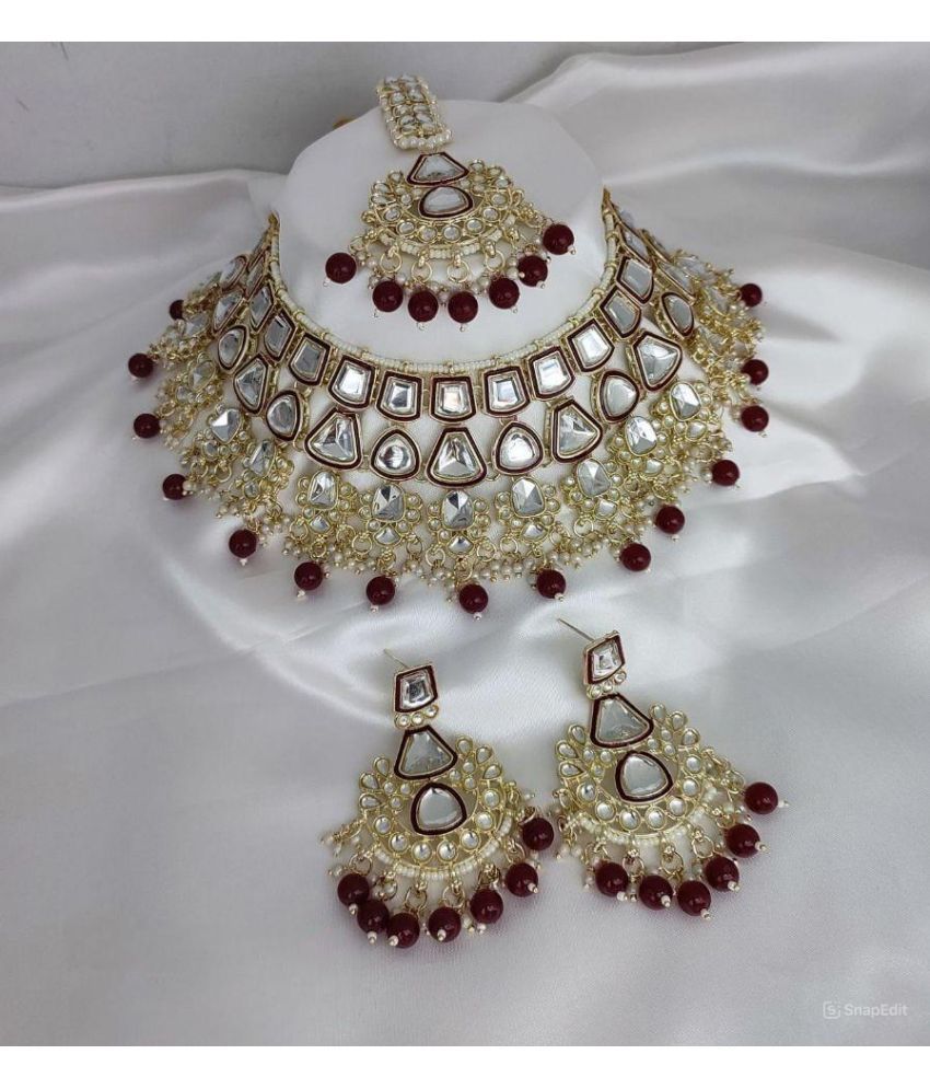     			Padmavati Bangles Maroon Alloy Necklace Set ( Pack of 1 )