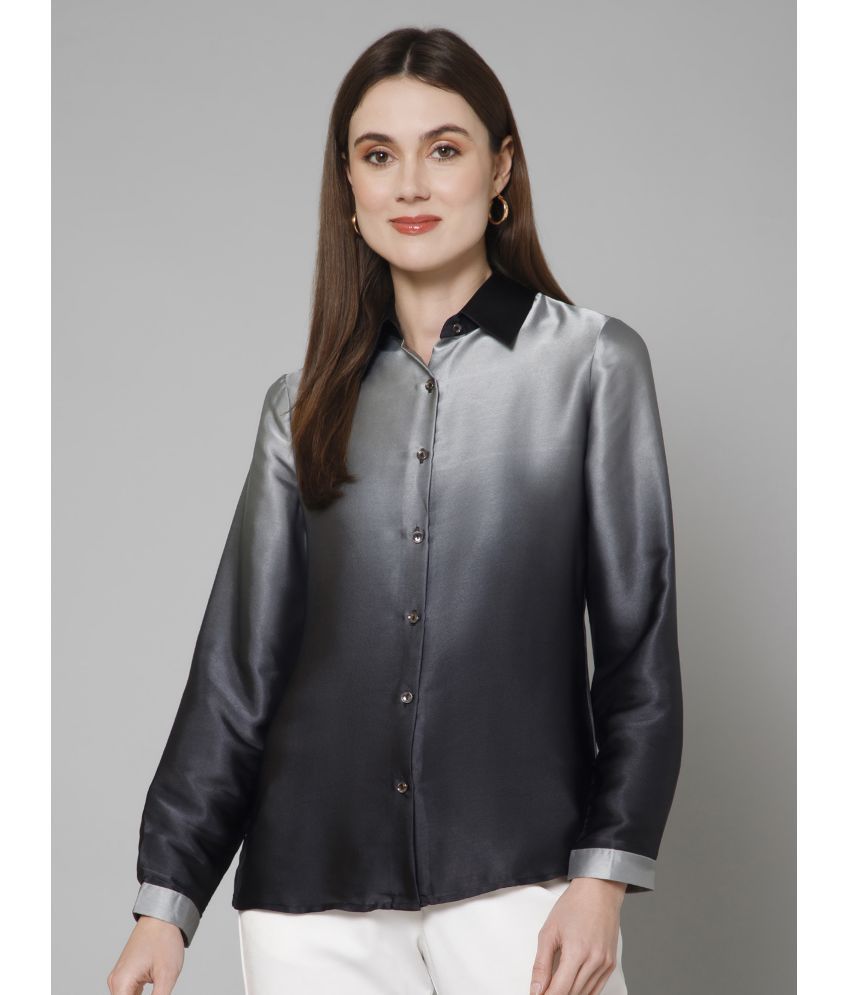     			Purys Grey Satin Women's Shirt Style Top ( Pack of 1 )