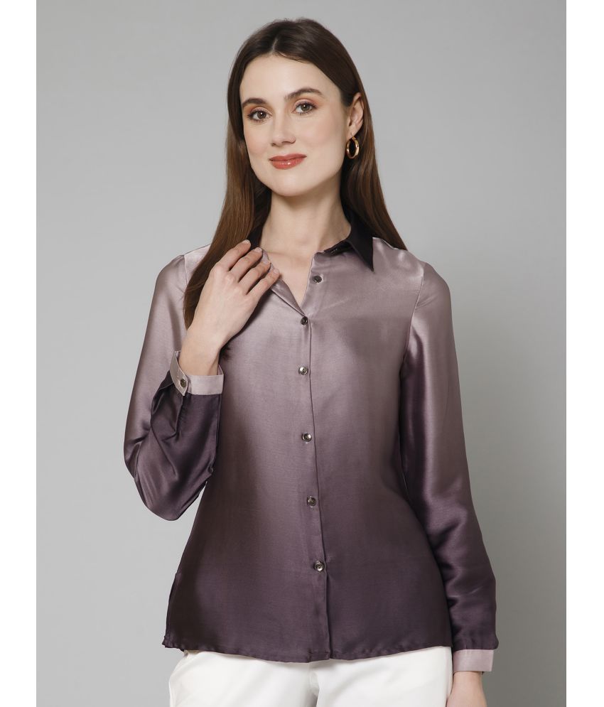     			Purys Wine Satin Women's Shirt Style Top ( Pack of 1 )