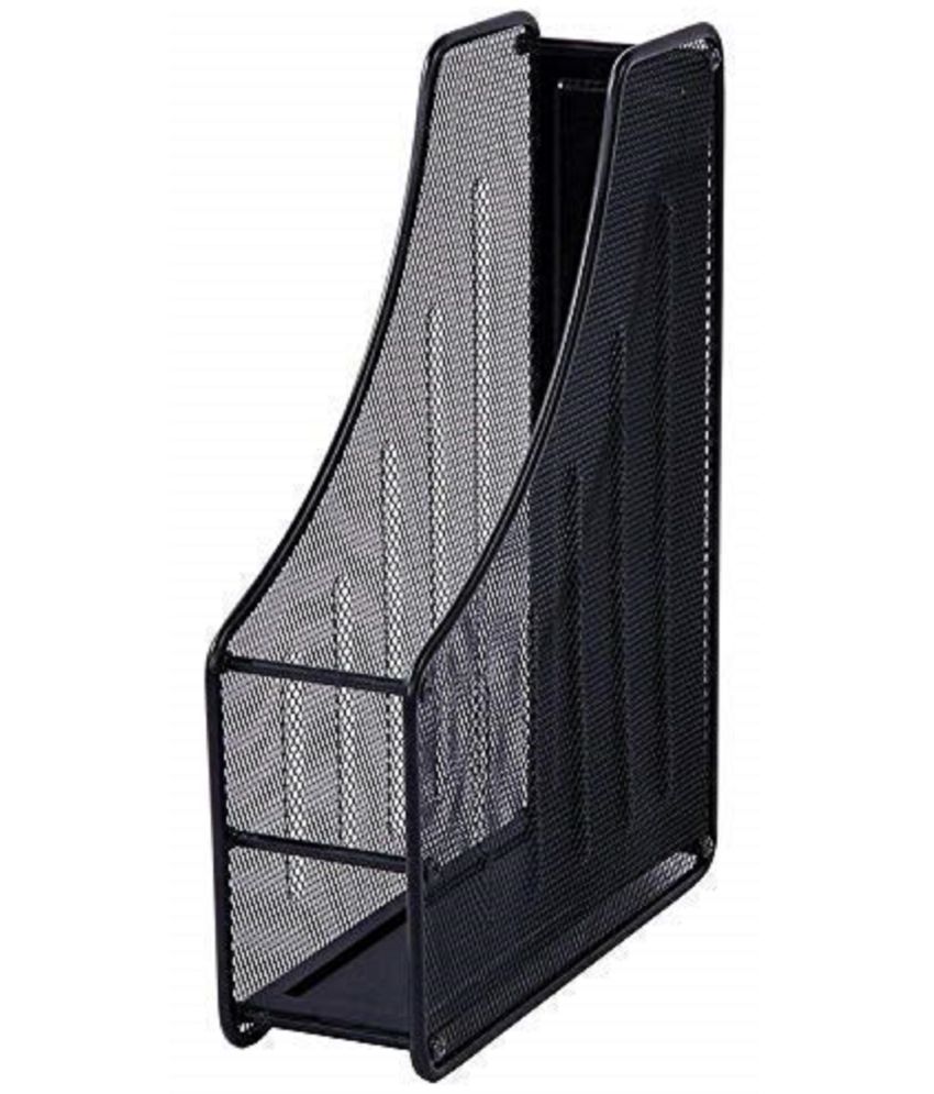     			RAMDEV ENTERPRISE 1 Layer Metal Magazine Document Holder Rack, 35.5x28.5x8 cm, Black, Foldable