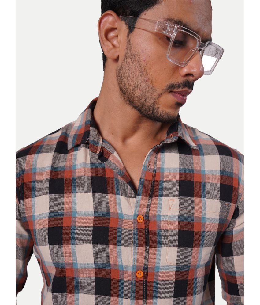     			Radprix 100% Cotton Regular Fit Checks Full Sleeves Men's Casual Shirt - Brown ( Pack of 1 )