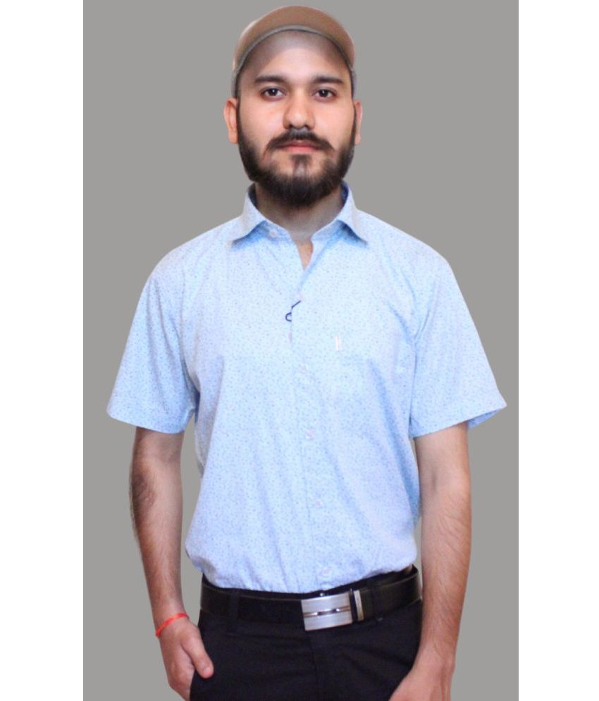     			Shubh paridhaan Cotton Blend Regular Fit Solids Half Sleeves Men's Casual Shirt - Blue ( Pack of 1 )