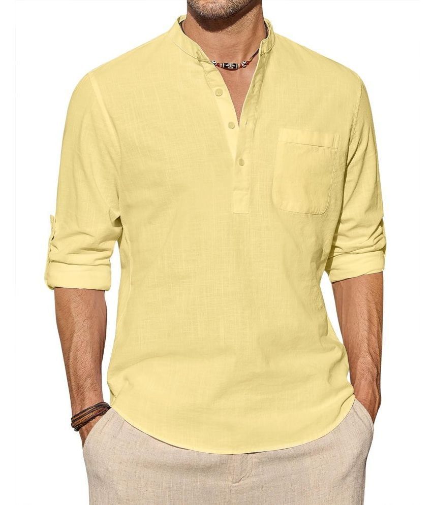     			Vida Loca Yellow Cotton Blend Men's Shirt Style Kurta ( Pack of 1 )