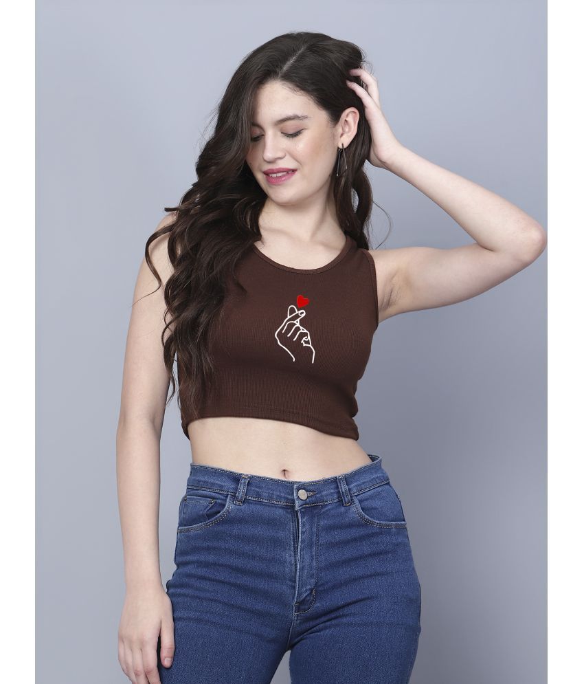     			fashion and youth Brown Cotton Blend Women's Crop Top ( Pack of 1 )