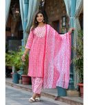 Juniper Cotton Printed Kurti With Pants Women's Stitched Salwar Suit - Pink ( Pack of 1 )