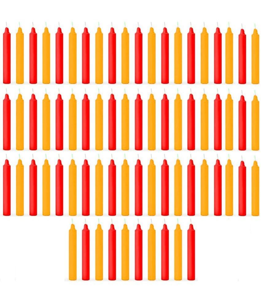     			ASIDEA Multicolour Tapered Candle 10 cm ( Pack of 70 )