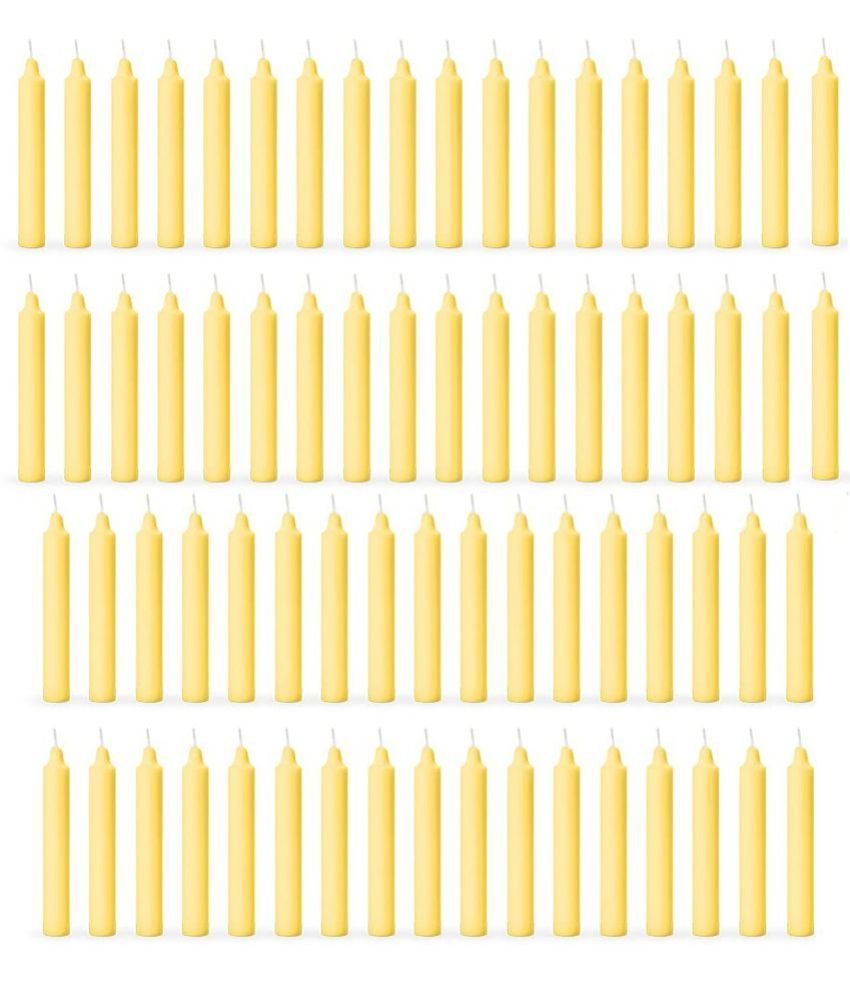     			ASIDEA Yellow Tapered Candle 10 cm ( Pack of 70 )