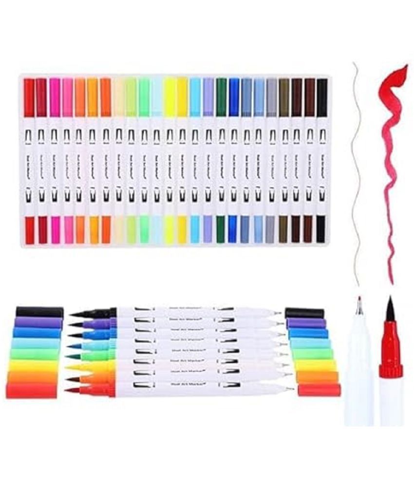     			Art Markers Dual Tips Coloring Brush Fineliner Color Water Based Marker Pens Set for Calligraphy Drawing Sketching Bullet Journal (24 PCS)