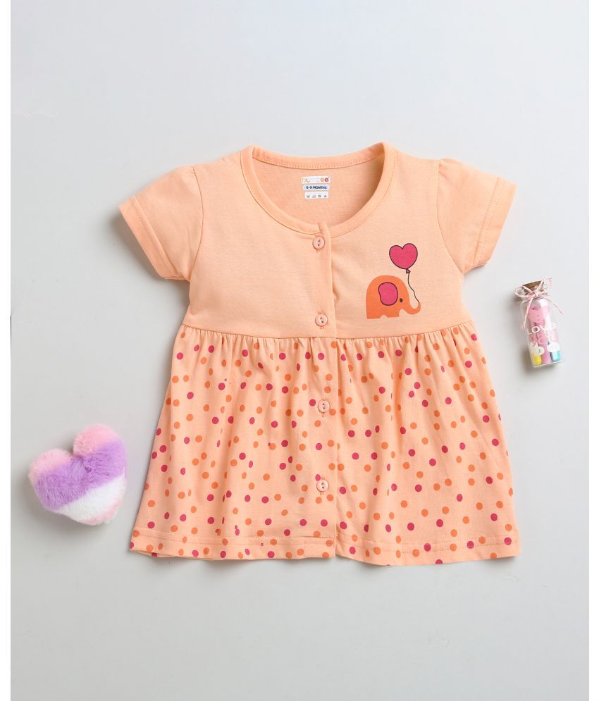     			BUMZEE Peach Cotton Baby Girl Frock ( Pack of 1 )