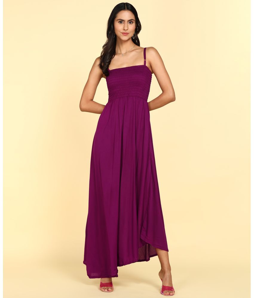     			Colorscube Rayon Solid Ankle Length Women's Fit & Flare Dress - Purple ( Pack of 1 )