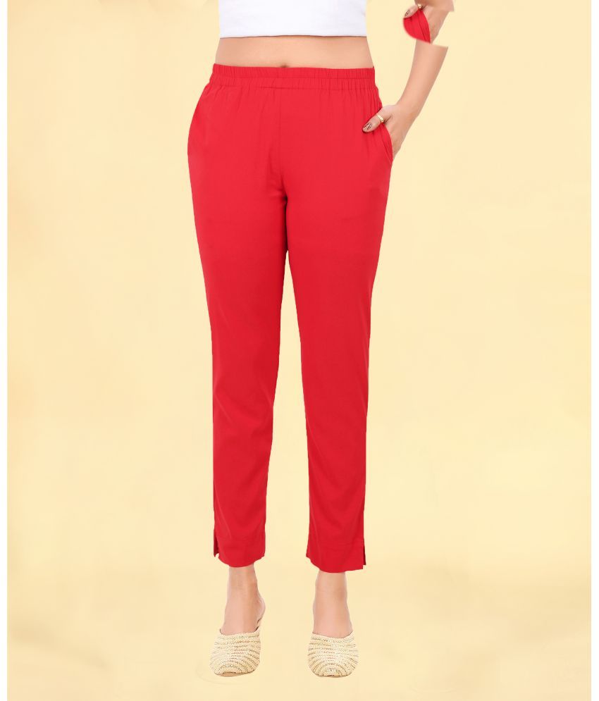     			Colorscube - Red Viscose Women's Straight Pant ( Pack of 1 )