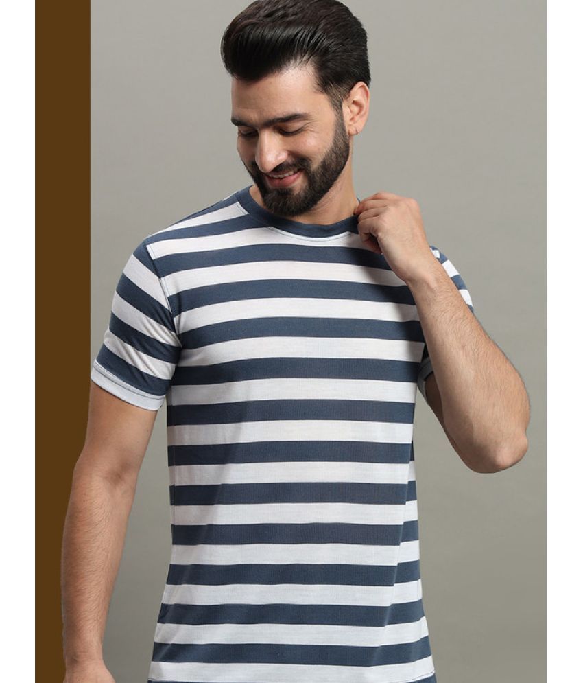     			GET GOLF Cotton Blend Regular Fit Striped Half Sleeves Men's T-Shirt - Blue ( Pack of 1 )