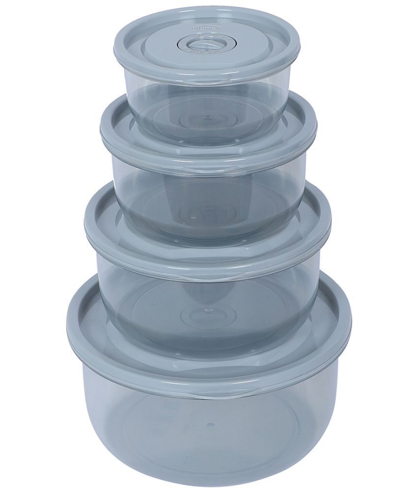     			Gluman Microvent Polyproplene Grey Food Container ( Set of 4 )