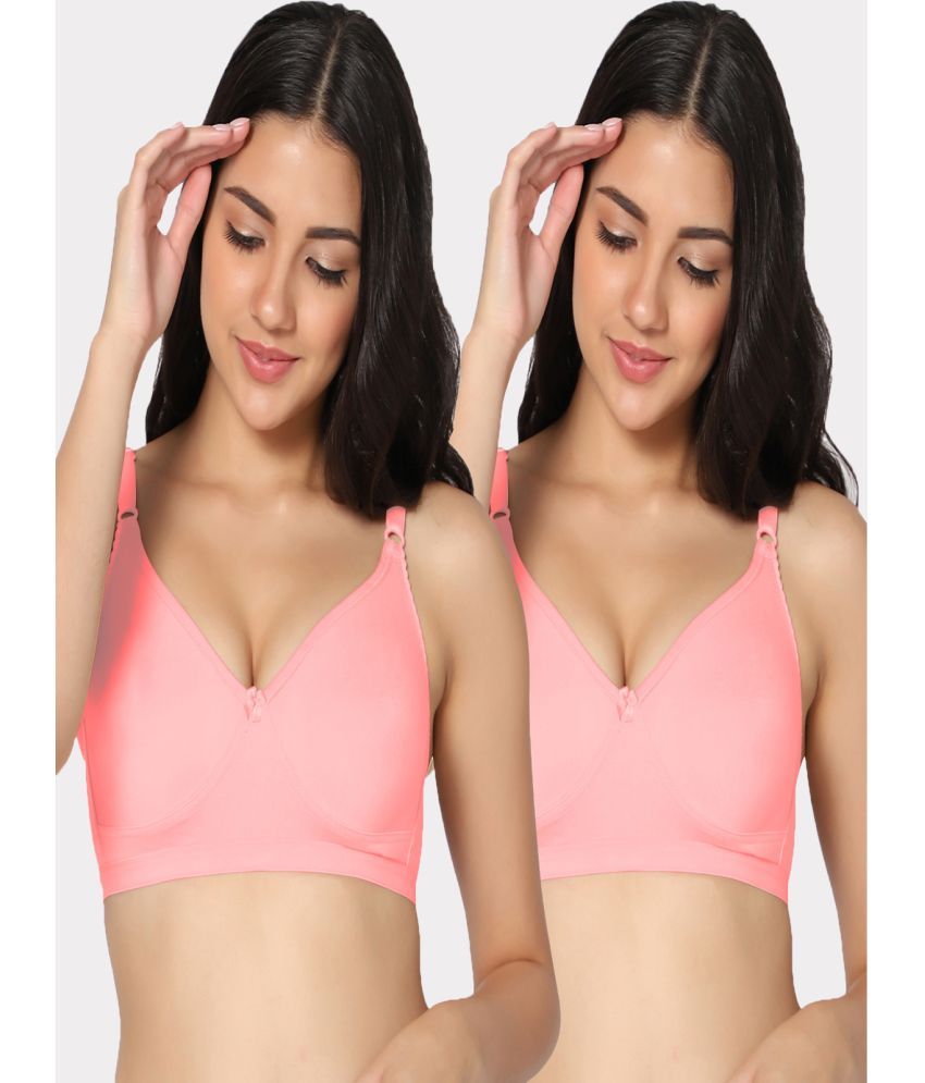     			IN CARE LINGERIE Pack of 2 Cotton Blend Non Padded Women's T-Shirt Bra ( Pink )