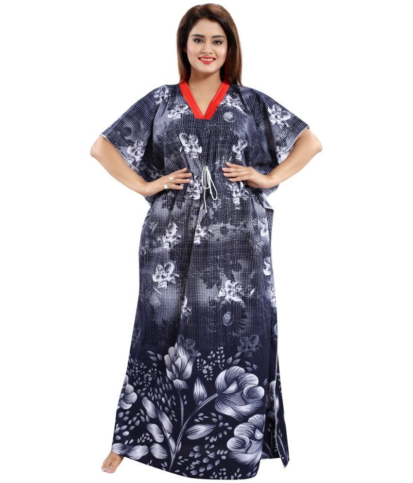     			INNER BEATS Multicolor Cotton Blend Women's Nightwear Kaftan Night Dress ( Pack of 1 )