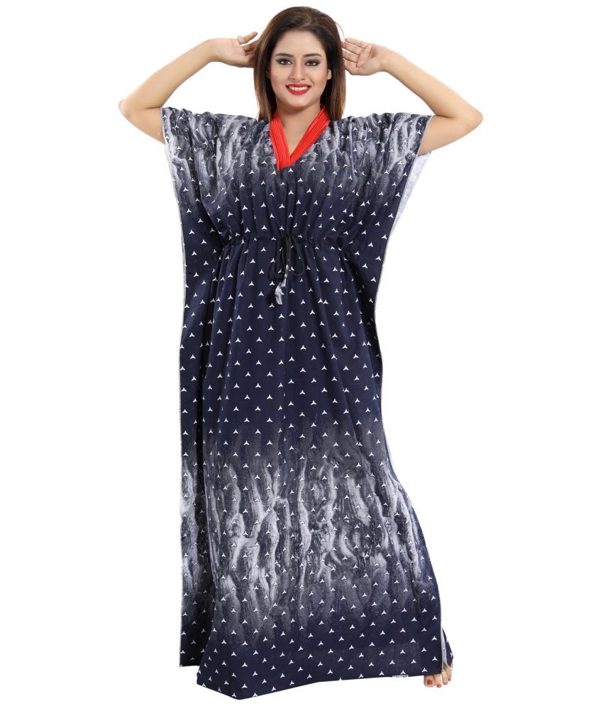     			INNER BEATS Multicolor Cotton Blend Women's Nightwear Kaftan Night Dress ( Pack of 1 )