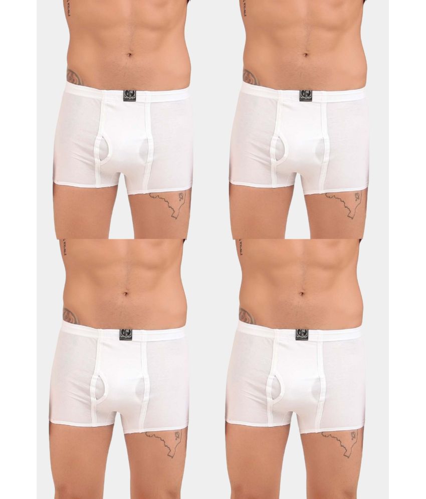     			Inner Element Pack of 4 Cotton Trunks For Men's ( White )