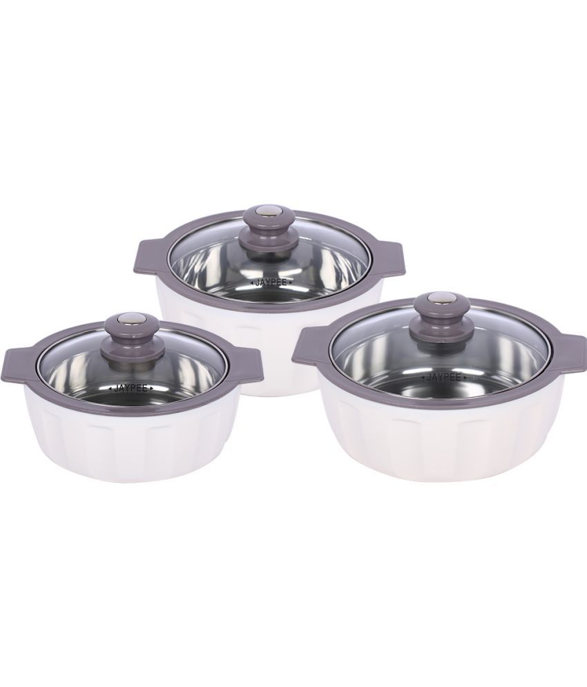     			Jaypee White Plastic Serve Casserole ( Set of 3 , 3500 mL )