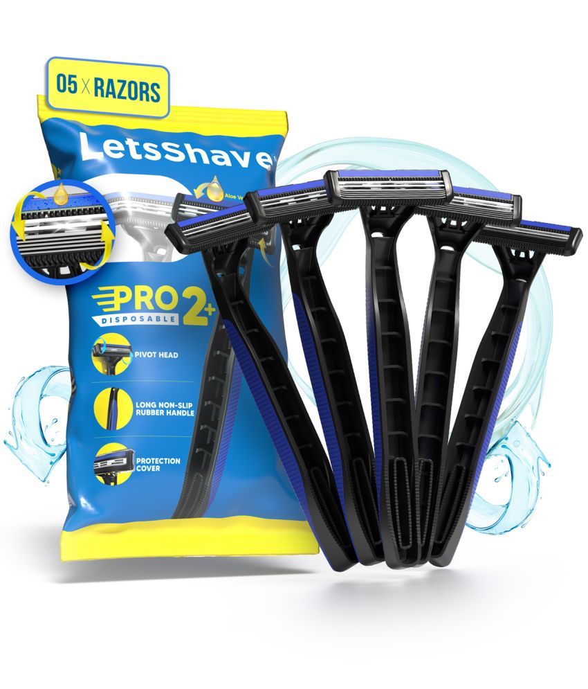     			LetsShave Pro 2 Plus Disposable Razor| Twin Blade Disposable Shaving Razor for Men (Pack of 5)