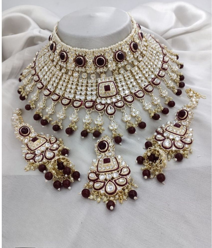     			Padmavati Bangles Maroon Alloy Necklace Set ( Pack of 1 )