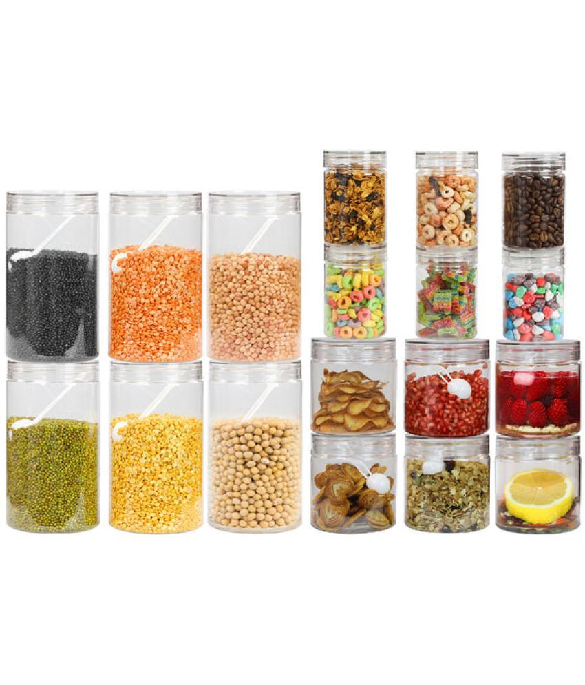     			PearlPet 300ml,500ml,1000ml Plastic Transparent Multi-Purpose Container ( Set of 18 )