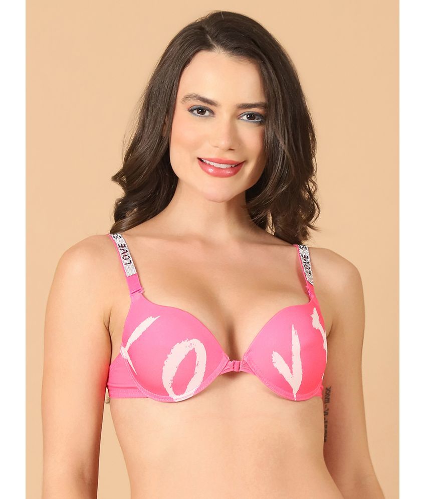     			PrettyCat Fluorescent Pink Polyester Lightly Padded Women's Push Up Bra ( Pack of 1 )