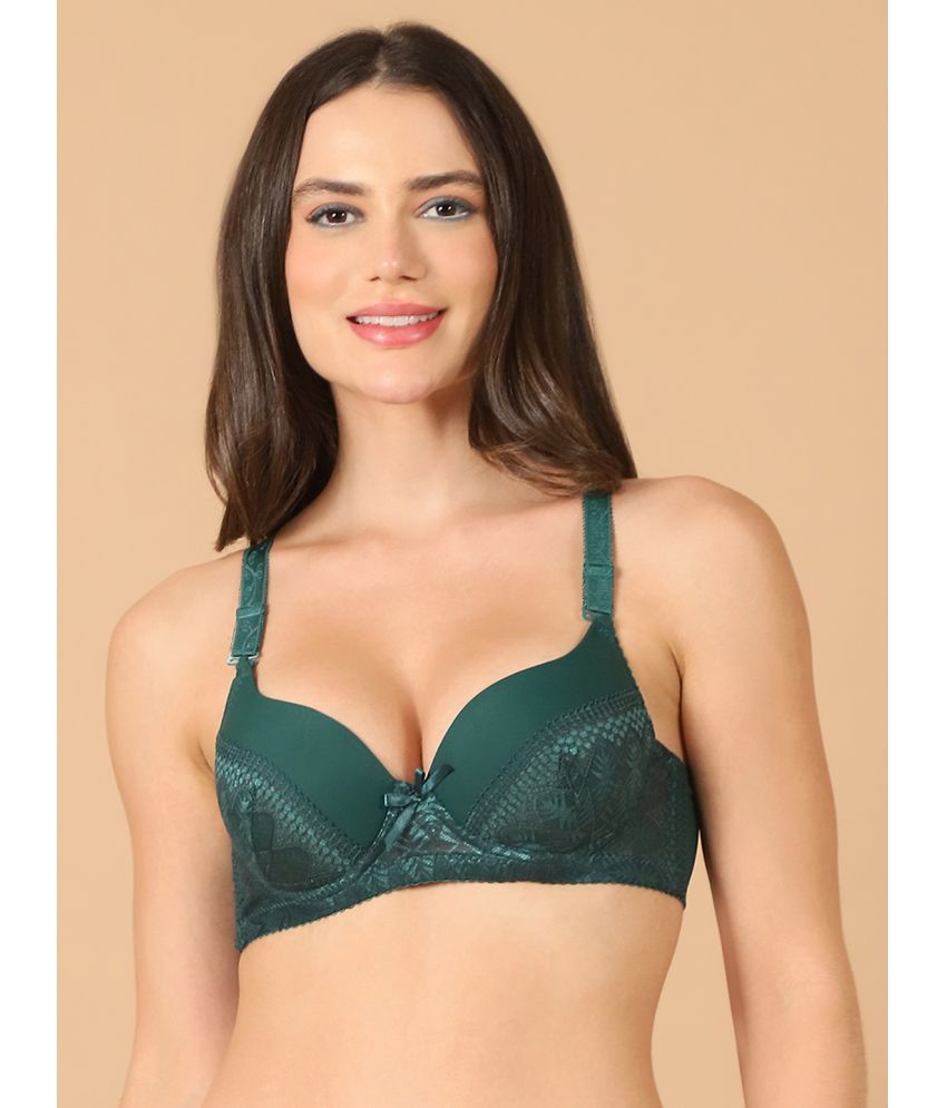     			PrettyCat Green Polyester Lightly Padded Women's T-Shirt Bra ( Pack of 1 )