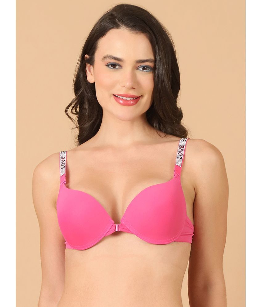     			PrettyCat Pink Polyester Lightly Padded Women's Push Up Bra ( Pack of 1 )