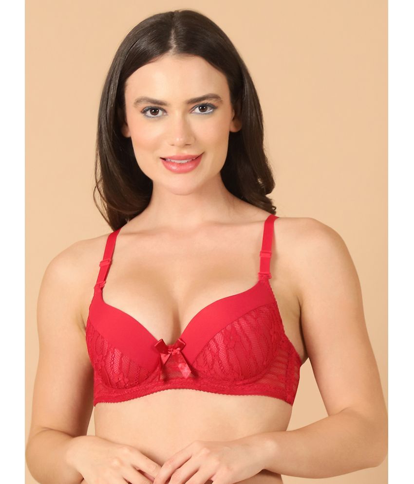     			PrettyCat Red Lace Lightly Padded Women's T-Shirt Bra ( Pack of 1 )