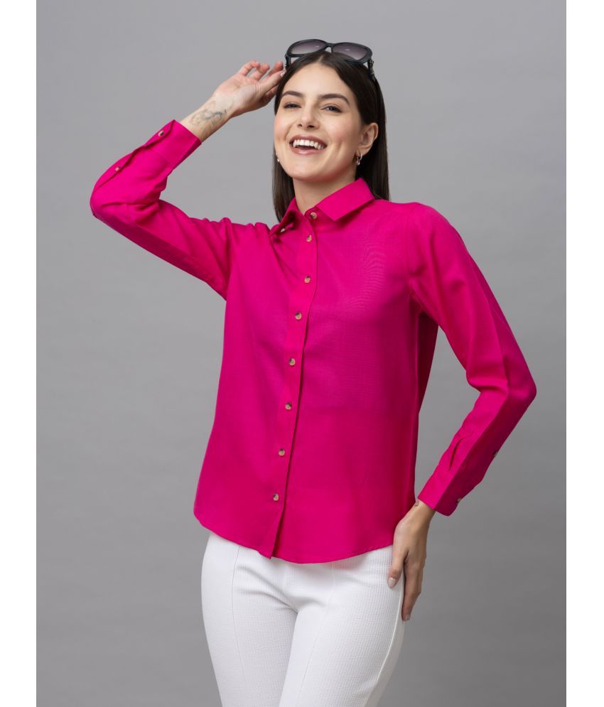     			Purys Pink Linen Women's Shirt Style Top ( Pack of 1 )