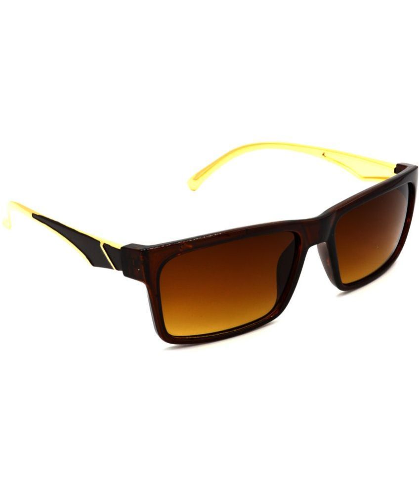     			RED LEAF Gold Rectangular Sunglasses ( Pack of 1 )