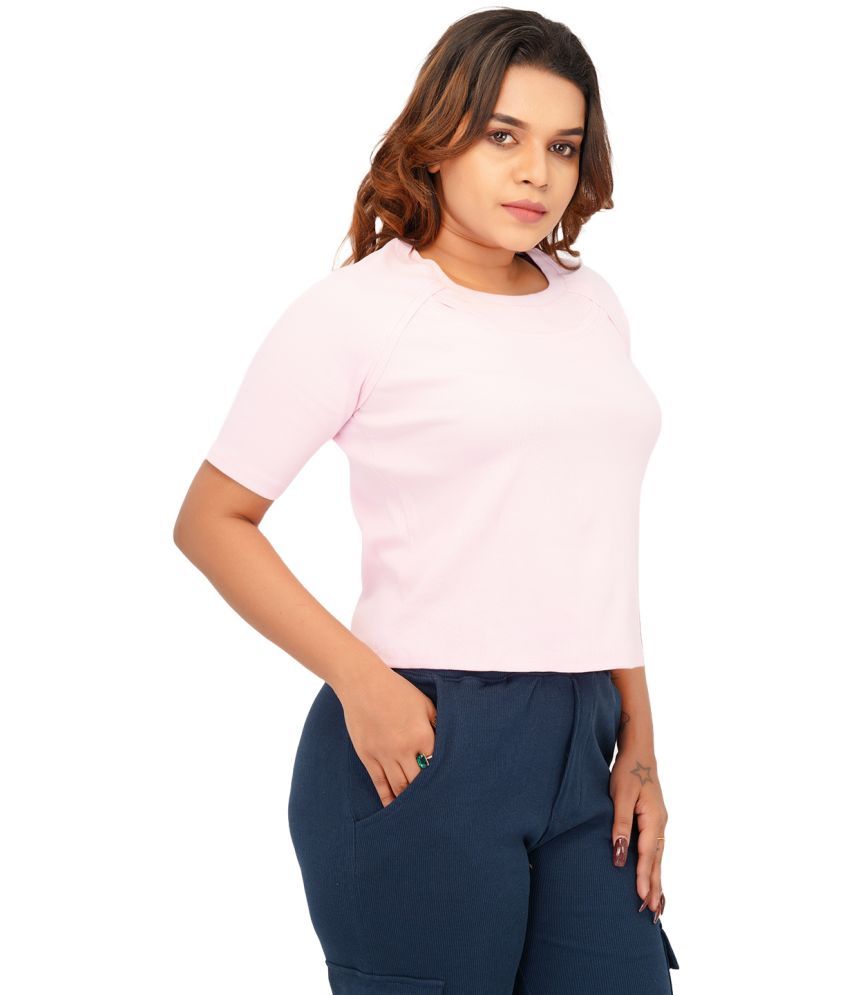     			Radprix Pink Cotton Blend Regular Fit Women's T-Shirt ( Pack of 1 )