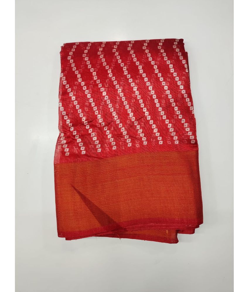     			Rekha Maniyar Cotton Printed Saree With Blouse Piece - Red ( Pack of 1 )