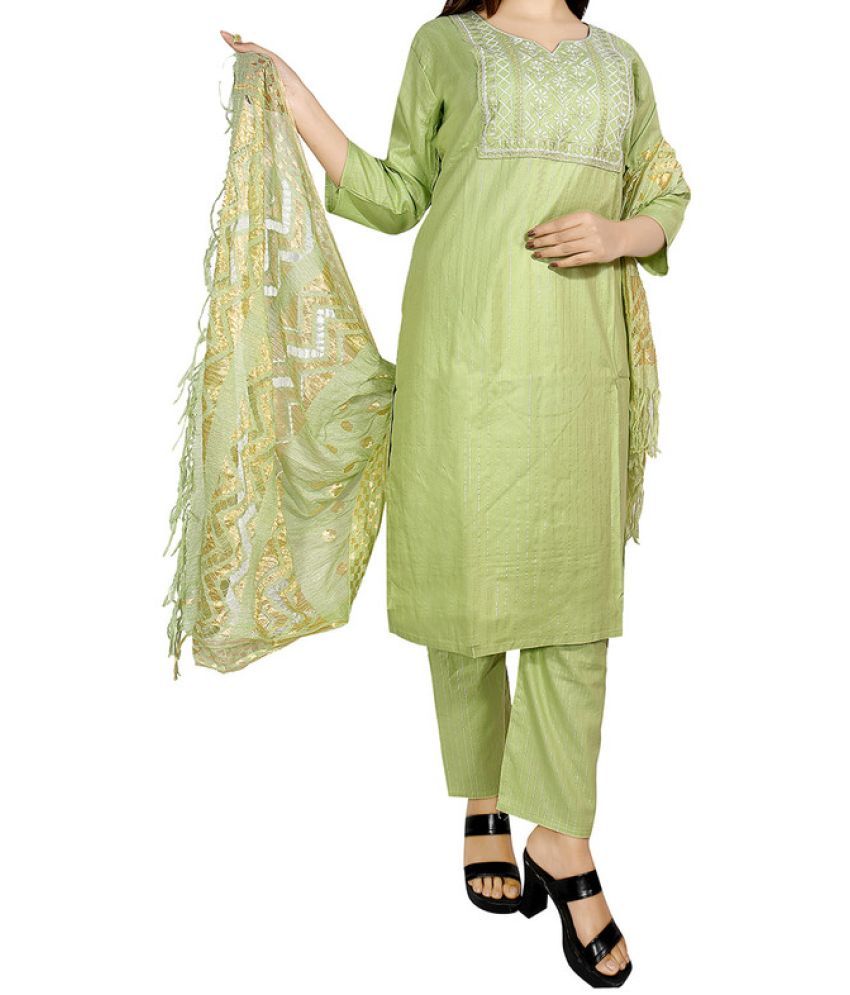     			SHOTEK Rayon Embroidered Kurti With Pants Women's Stitched Salwar Suit - Green ( Pack of 1 )