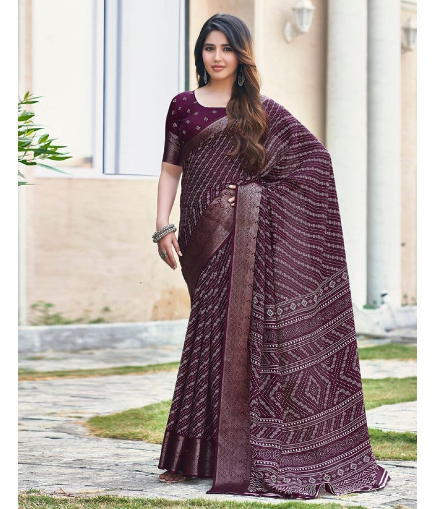     			Sanwariya Silk Silk Blend Printed Saree With Blouse Piece - Wine ( Pack of 1 )