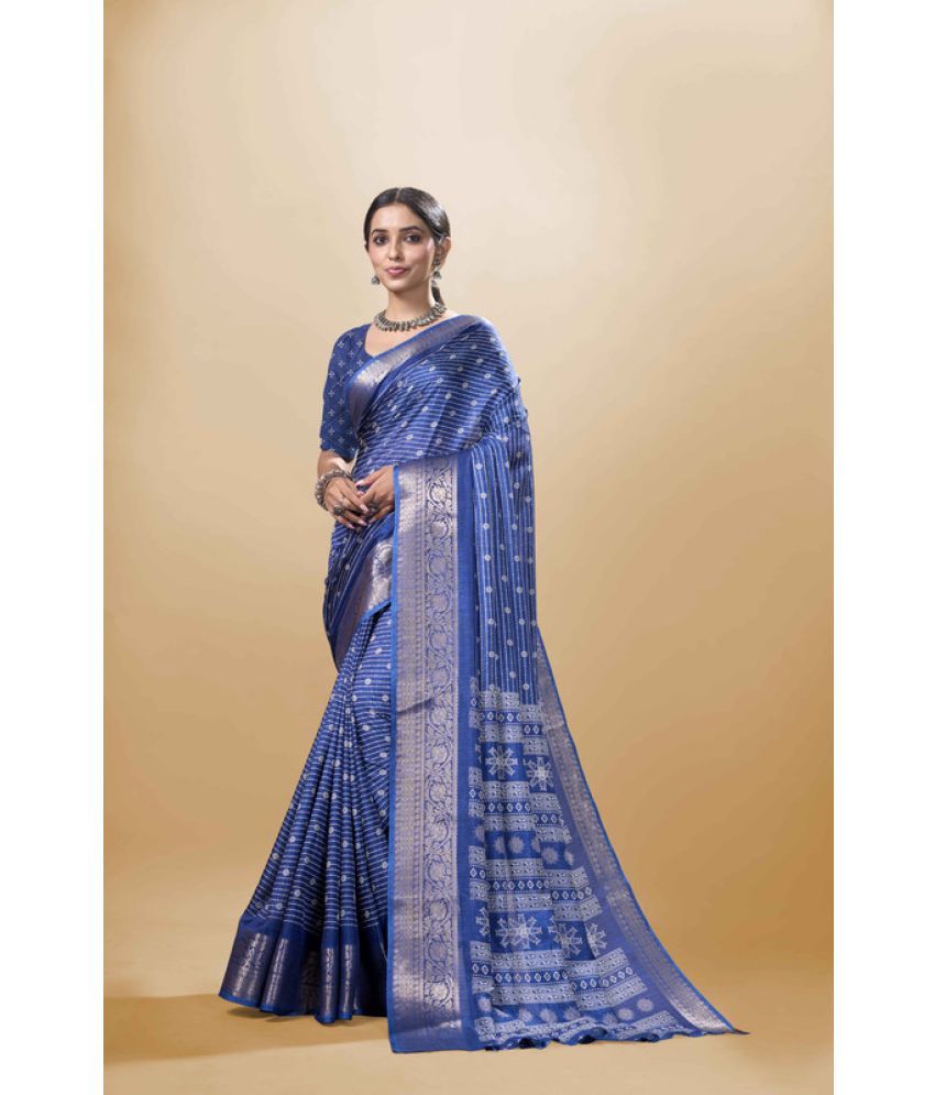     			Sanwariya Silk Silk Blend Printed Saree With Blouse Piece - Navy Blue ( Pack of 1 )